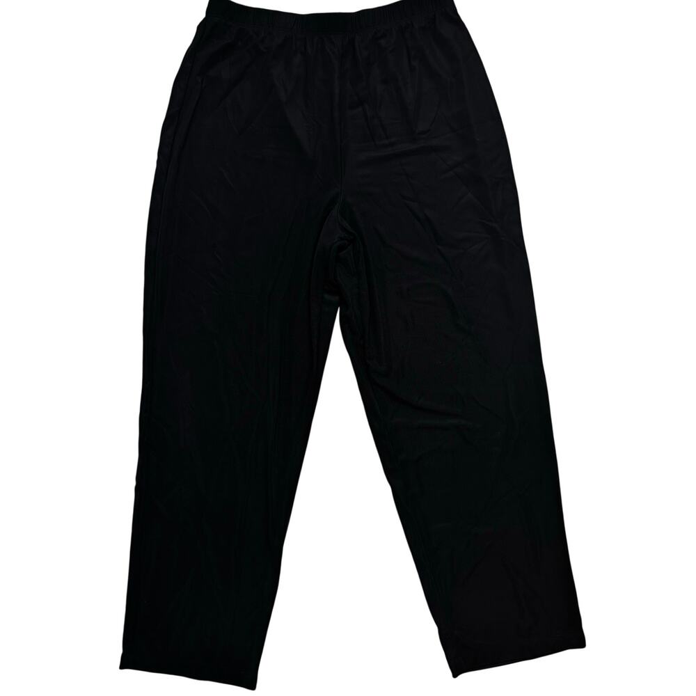 Susan Graver Lutre Knit Pull on Pants Elastic Waist Size PL Petite Large Black